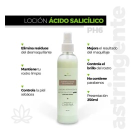 Loción Antiacné Astringente Ácido Salicílico 250 Ml Beohemp Momento de aplicación Día/Noche Tipo de piel Grasa