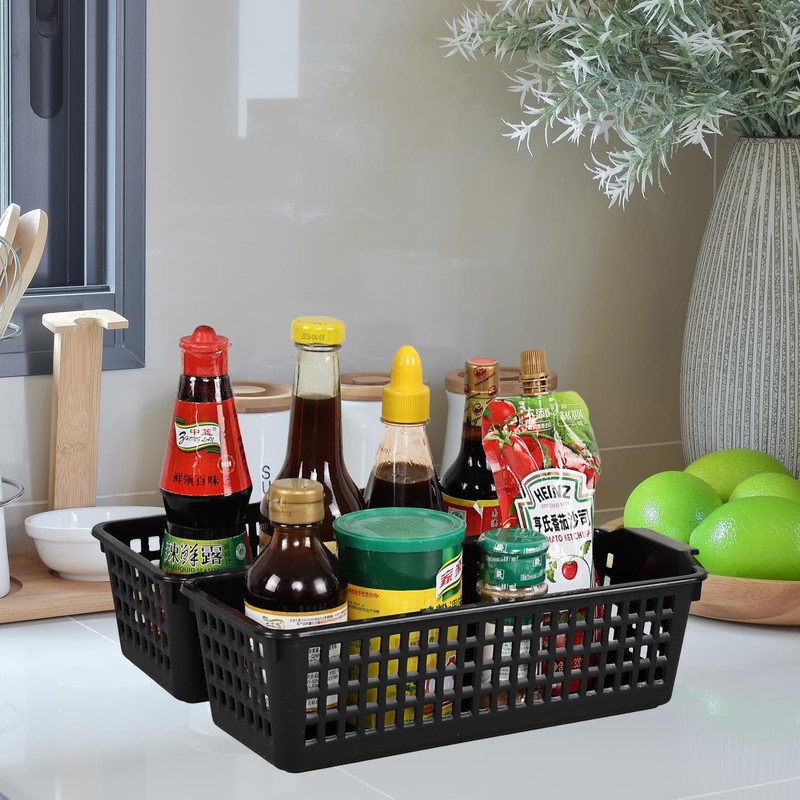 Ewingger 6 Pack Slim Plastic Storage Baskets, Small Desktop Baskets,