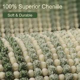 BSICPRO Large Bathroom Rugs, Bath Mat Rug for Bathroom Non Slip 24 x 36 Inches Water Absorbent Chenille Bathroom Floor Mats Machine Washable (Sage and Cream)