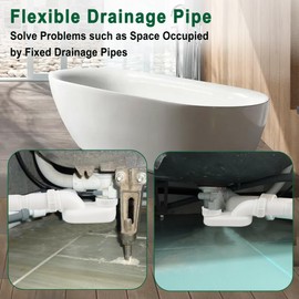 Low Profile 1 1/2 P Trap, Flexible Bathtub Shower Drain Pipe, Suitable for Freestanding Bathtub RV Bathtub(white)