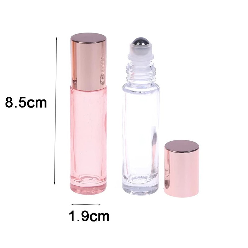 6 Pcs 10ml Glass Roll On Bottle,Empty Refillable Roller Bottles