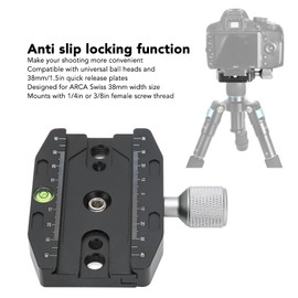 Quick Release Plate Clamp for ARCA Swiss, CNC Machining Camera Tripod Mount Adapter with 2 Bubble Levels for Tripod Ballhead Universal Quick Change Seat, Monopod Head