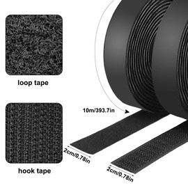 2 Stück 10 m X 20 mm Selbstklebendes Flauschband und Hakenband, Lebensdauere Klettband Selbstklebend Extra Stark, Doppelseitig Klettband mit Klettverschluss für Fliegengitter, Couch-Kissen, DIY