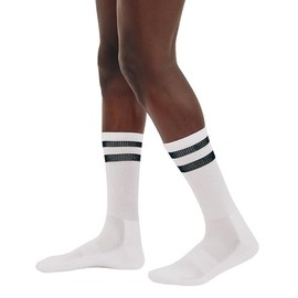 Organic Basics Unisex Core Stripe Crew Socks 2-pack, White/Black, 10-12