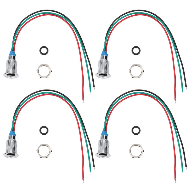 4 Sets Common Cathod Round LEDs, 10mm Prewired Two Tone