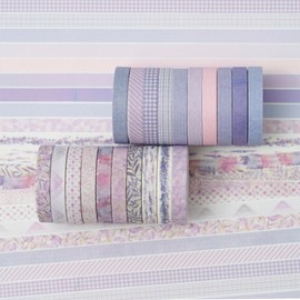 YUBX 20 Rolls Thin Washi Tape Set, Masking Tape, Antique Pattern, Decorative Tape, Colourful for DIY Crafts, Bullet Journals, Planners, Scrapbooking, Packaging