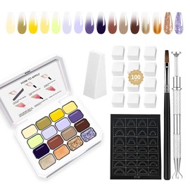 Finger Secret 16Colors Ombre Gel Nail Polish Set,Gel Ombre Color Palette,Pat Painting Polish with 100Pcs Nail Sponges for 3D Omber Nails Art Patting in Salon or Home Use