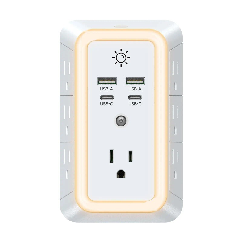 11-IN-1 USB Wall Charger Surge Protector with Night Light 7