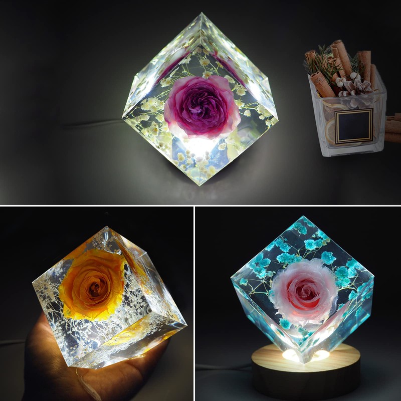 Voaesdk 2Pcs Large Bevel Cube Resin Molds,4.09'' & 3.35'' Square