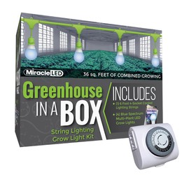 Miracle LED Greenhouse in a Box Grow Kit - Includes 4 Multi-Plant Blue Spectrum 150W Replacement Grow Light Bulbs & 1 4-Socket Corded Fixture with SproutMatic Grow Light Timer