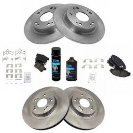 TRQ Front and Rear Brake Pad & Rotor Kit Brake Chemical Kit Brake Pads Brake Rotor Ceramic Compatible with 2006-2011 Honda Civic