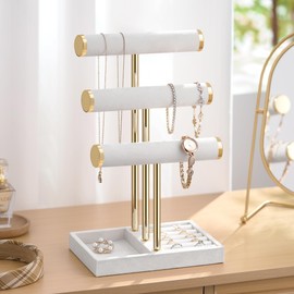 Josmimic Jewellery Stand Bracelets with 3 Layers - Removable T-Bar Jewellery Stand, Velvet Bracelet Holder