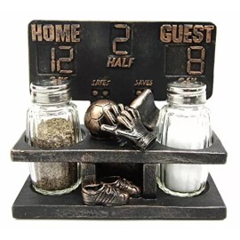 Ebros Gift Sports Fan Soccer Football Goalkeeper Score Salt Pepper Shaker Holder Figurine