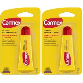 Carmex, Bálsamo Labial Hidratante Classic en Tubo, para Labios Secos y Agrietados, Protege y Suaviza, 10 gr (Paquete de 2)                            