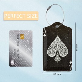 GAMSJM Luggage Tags for suitcases, 2 Pack Ace of Spades Travel Bag Suitcase Labels with Stainless Steel Loop ID Tags Card Baggage Bag Label