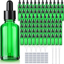 100 Pcs 1 oz Green Glass Dropper Bottles Bulk Empty Oil Bottles