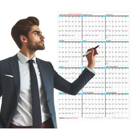 2030 Laminated - 24" X 36" Large Erasable Wall Calendar - Vertical 12 Month Yearly Annual Planner
