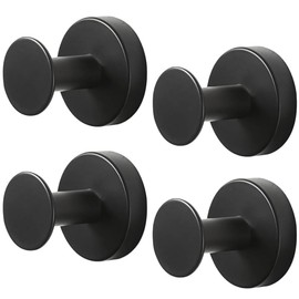 4 Pcs Suction Hooks by MARCH THREAD. Stainless Steel Colours Suction Shower Hooks Washroom Towel Bathrobe Kitchen Jacket Coat Hanger Mud Room Laundry Garage Lifts Up to 4 Kg (8lbs) Black (Black)
