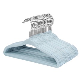 ManGotree Velvet Baby Clothes Hangers, Baby Toddler Kids Hangers with Swivel Hook, Notched Shoulder Design for Kids and Children Clothes (30 Pack, Blue)