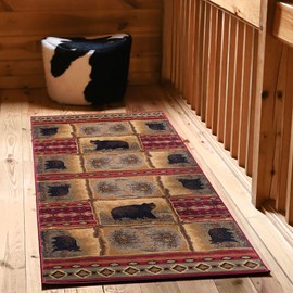 Tayse Sierra Bear Red 3x8 Runner Rugs for Hallway & Walkway, Entryway, or Foyer - Lodge, Cabin Farmhouse Style Long Rustic Indoor Carpet,NTR6570