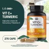 **Suplemento Alimenticio Life 360+ Vitamina C + Cúrcuma, 270 Cápsulas**