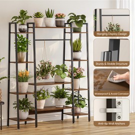 OTDMEL 55" Large Plant Stand Indoor with 8 LED Grow Lights (3 Modes & Auto Timer) - 12 Tiered Metal Plant Shelf, 10 Dimmable Brightness Levels