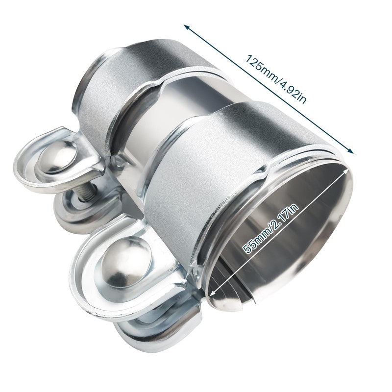 ALI2 125mm x 55mm Exhaust Pipe Hose Clamps Stainless Steel