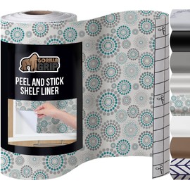 GORILLA GRIP® Peel and Stick Paper, Removable Cover for Books, Shelves, Countertops, Drawers, Cabinets and Crafts, Easy Install Kitchen Decor, Shelf, Drawer, Cabinet Liner, 11.8 in x 20 FT Spiral Turq
