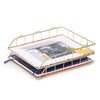 EXERZ Briefablagen/Papiersortierer, 2 Stück, Stapelbare Ablagen, Schreibtisch-Organizer (Gold)