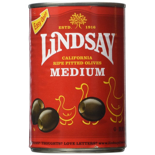 Lindsay Pitted Olives, Black, Whole, Medium, 6 Ounce,