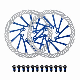 Jane Eyre 180 mm Bicycle Brake Disc Pack of 2 Disc Brake Bicycle Rotor with 12 Screws Suitable for Most Bicycles, Road Bikes, Mountain Bikes, BMX MTB (Blue 180 mm)