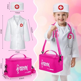 Sundaymot Doctor Kit for Girls, 34 Pcs Pretend Play Doctor Set，Doctor kit for Toddlers 3-5, with Medical Bag, Stethoscope and Other Accessories Doctor Play Gift for Kids Toddlers Role Play