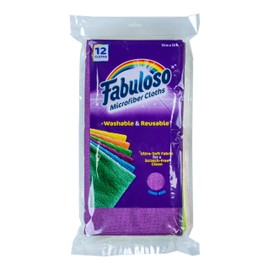 Fabuloso Microfiber Cleaning Cloths, 12 ct, Rainbow Colors | Lint-Free, Scratch-Free Cleaning Cloths for Surfaces and Wood Furniture | Microfiber Dustless Cloth for Bold and Bright Cleaning Experience