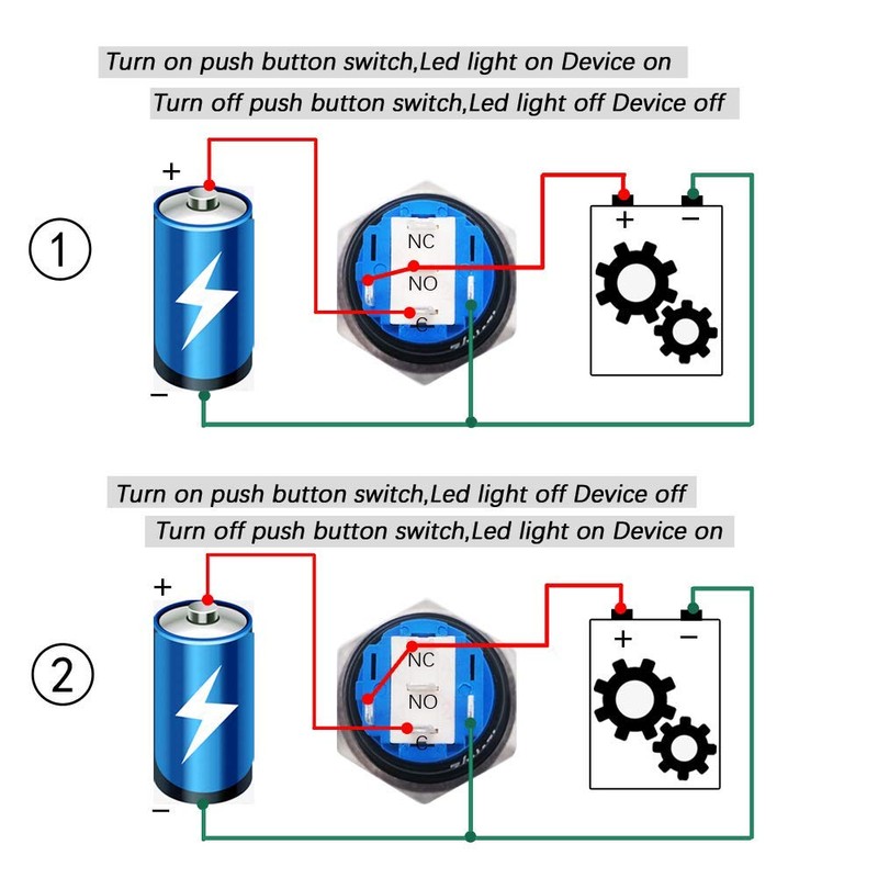 GTIWUNG 2 pieces 16 mm push button switch with wire