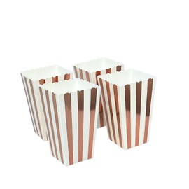 MelloPomelo 100 Pack Rose Gold Disposable Paper Popcorn Boxes - Movie Theater Style Reusable Popcorn Boxes for Parties, Carnivals, and Circus Events (Rose Gold)