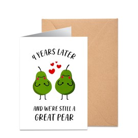 4th Wedding Anniversary Card For Husband Or Wife, Funny Anniversary Card Gifts For Him Or Her, 4.7 x 6.7 Inch Keepsake Card, Blank Inside & Envelope Included