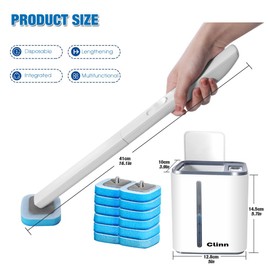 Magic Wand Disposable Toilet Clean Kit | Disposable Toilet Cleaning Brush Set including12 Brush Heads, Toilet Stick and Storage Box for Bathroom Cleaning