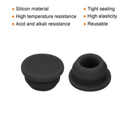 MECCANIXITY 30pcs Silicone Snap in Locking Hole Plugs,8.5mm/0.3 Inch Mounting Diameter Narrow Groove Width 2mm Panel Seal Cover Round for Kitchen Bulkheads Waterproof Sealing Plugs Black