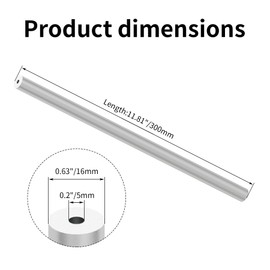 Skweawert 6063 Aluminum Round Tube, 16mm OD 5mm ID 300mm Length, Seamless Aluminum Straight Pipe, Metal Tubing for Furnishing, DIY, Machinery and Industry