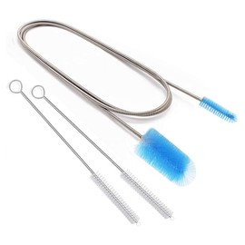 Pipe Brush, Aquarium Brush, Tube Brush, Wire Brush, Tube Brush, Aquarium Cleaning, 61.0 inches (155 cm), 1 Blue Brush, 2 x 8.3 inches (21 cm) Small White Brushes
