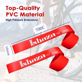 Ishaza Pack of 2 Bicycle Rim Strip 26" x 20mm – Red Rim Tape High-Pressure, Puncture & Temperature Resistant Durable Elastic PVC Bike Wheel Liner for Mountain & Road Bicycle (Red, 700C × 16mm)