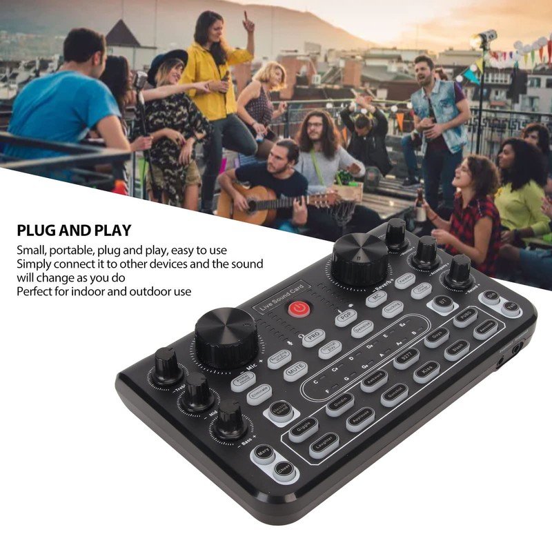 Live Sound Card, Bluetooth Mini Audio Mixer Board with Sound