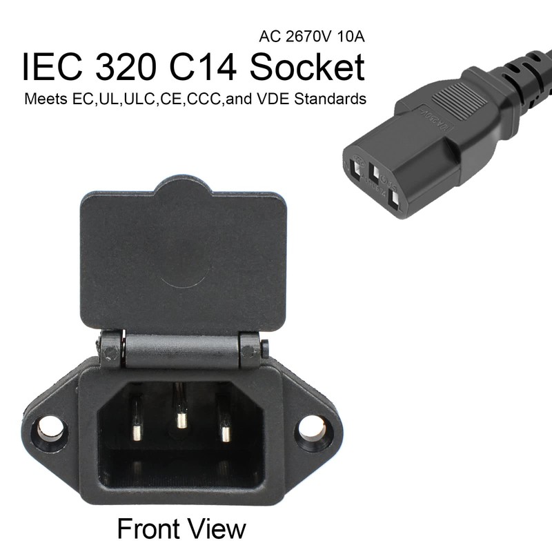 QTEATAK 2 Pcs AC 250V 10A IEC 320 C14 Panel