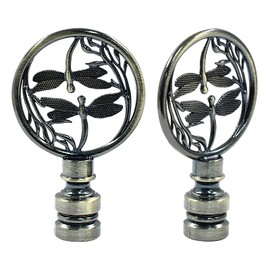 Luomorgo 2 Pcs Lamp Finial, Decorative Finials for Lamp Shades, Antique Brass Lamp Finial Cap Knobs for Table Lamp, Floor Lamp, Desk Lamp Decor (Dragonfly Pattern)