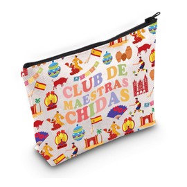 PYOUL Spanish Teacher Appreciation Gift Club De Maestras Chidas Makeup Bag Spanish Lover Cosmetic Bag Back to S-chool First Day Gift (Maestras Chidas Bag)