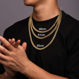 LOLIAS Gold Chain Men 5/9mm Width, 18" 20" 22" Length, Gold Tone 316L Stainless Steel Mens Chain Necklace Bracelet for Boy Hip Hop Gold Necklace Men's Jewellery