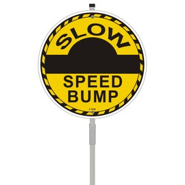 Speed Bumps Ahead Sign Slow Down Sign 10" x 10" With 28" Long Metal Stakes Speed Bumps Sign For Driveway Road Stand Aluminum Outdoor Use Yard