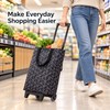 Foldable Shopping Cart Bag with Wheels and Retractable Handle for