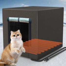 Heated Cat House for Outside  Insulated  Weatherproof Winter Large Feral Cat Shelter for Stray Cats-Coffeecolor: Coffee