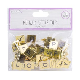 Dovecraft DCBS223 Essentials Alphabet Letters-Gold-Metallic-Scrabble Letters-150 Pieces-Uppercase Tiles for Card Making, DIY, Party, Papercraft, Home Décor & Scrapbooking, One Size